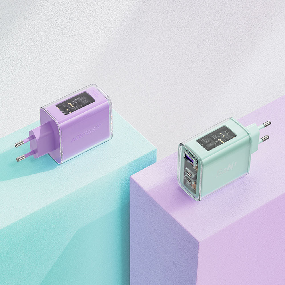 Ładowarka sieciowa Acefast A45 Exploration, 65W, 3.25A, 1 x USB-A - 2 x USB-C, Szara