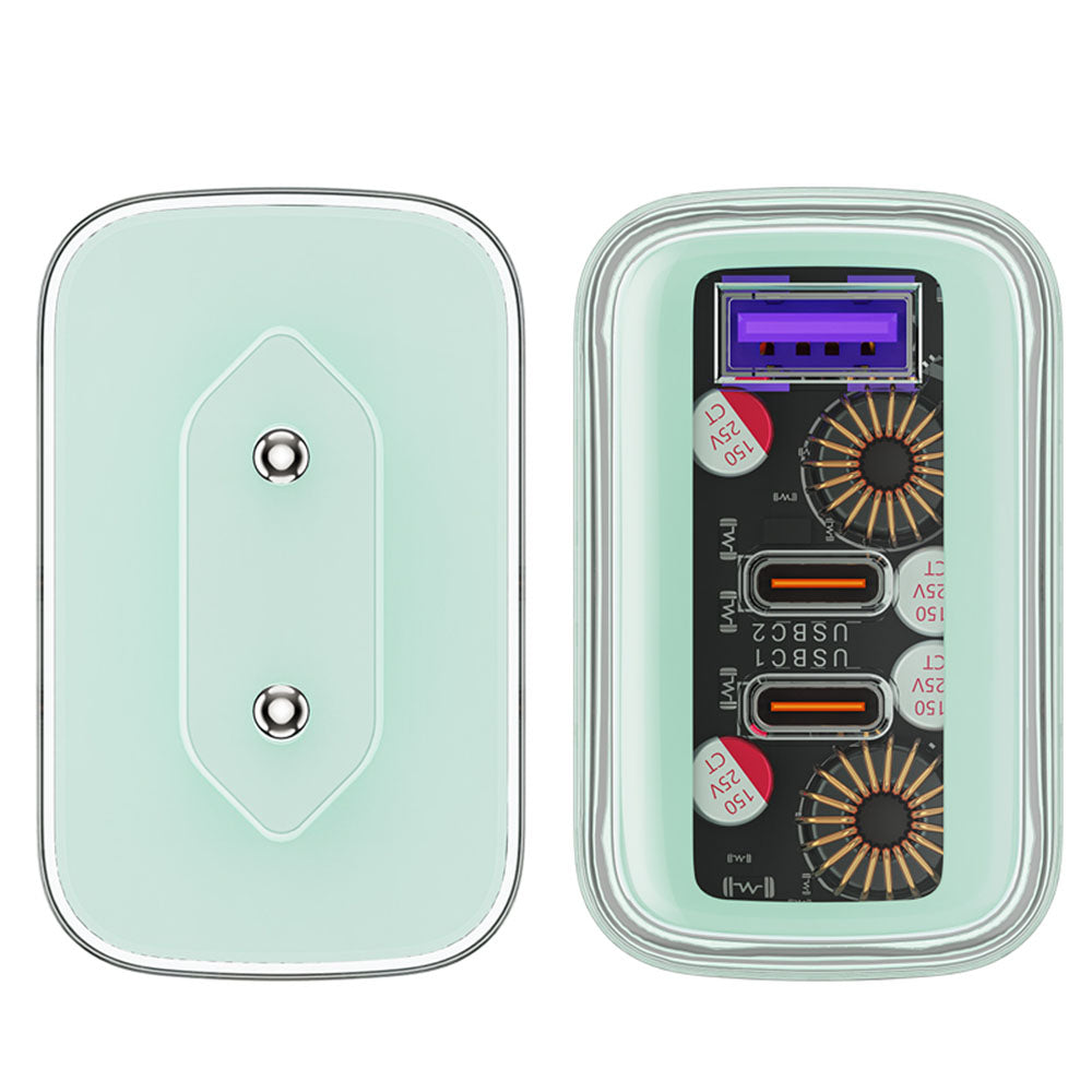 Ładowarka sieciowa Acefast A45 Exploration, 65W, 3.25A, 1 x USB-A - 2 x USB-C, Zielona
