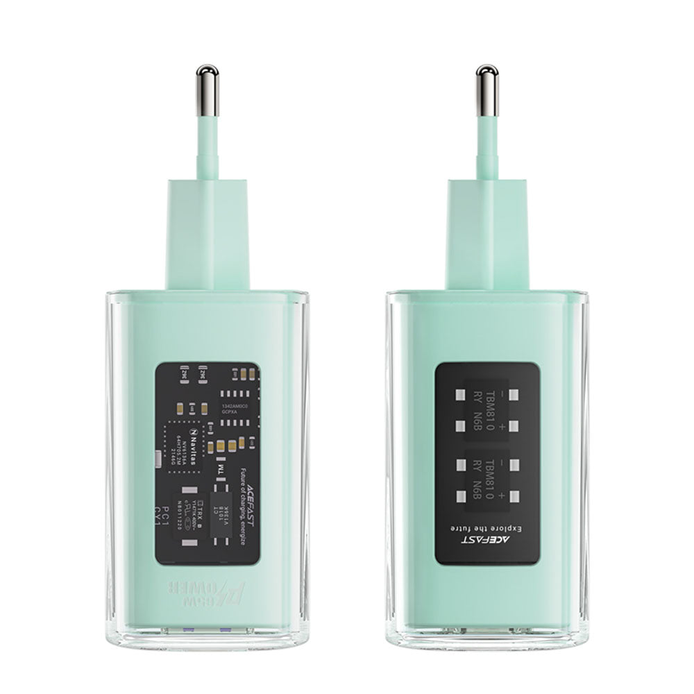 Ładowarka sieciowa Acefast A45 Exploration, 65W, 3.25A, 1 x USB-A - 2 x USB-C, Zielona