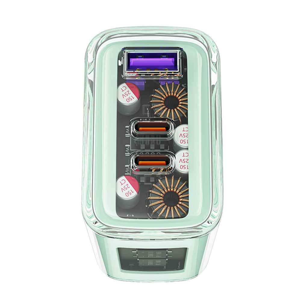 Ładowarka sieciowa Acefast A45 Exploration, 65W, 3.25A, 1 x USB-A - 2 x USB-C, Zielona
