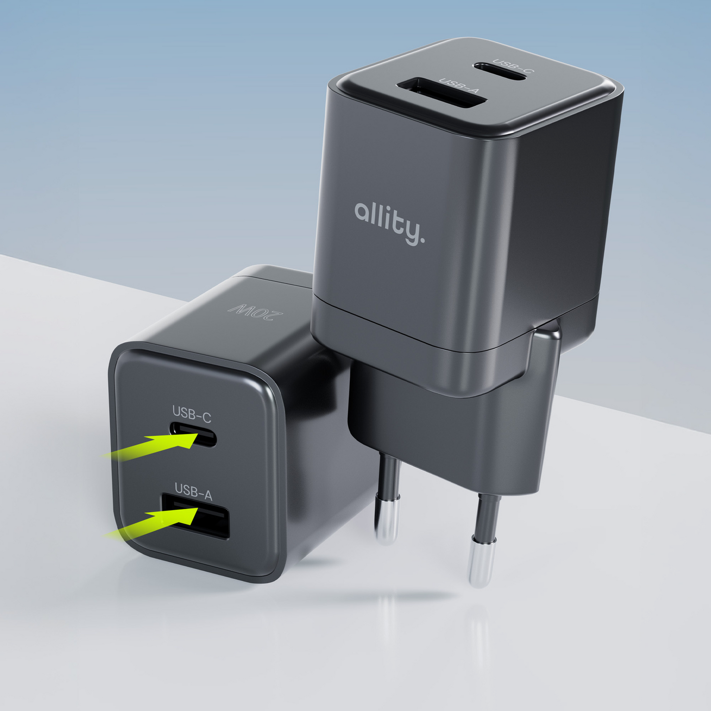 Ładowarka sieciowa Allity. ATC-01-30WAC Mini, 30W, 3A, 1 x USB-A - 1 x USB-C, Czarny