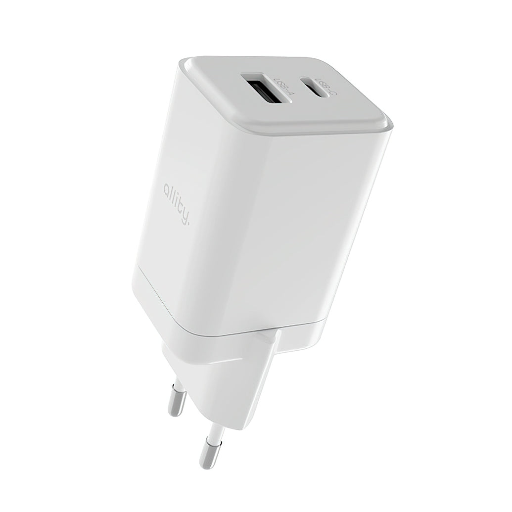 Ładowarka sieciowa Allity. ATC-01-45WCC Fast, 45W, 3A, 1 x USB-A - 1 x USB-C, Biały