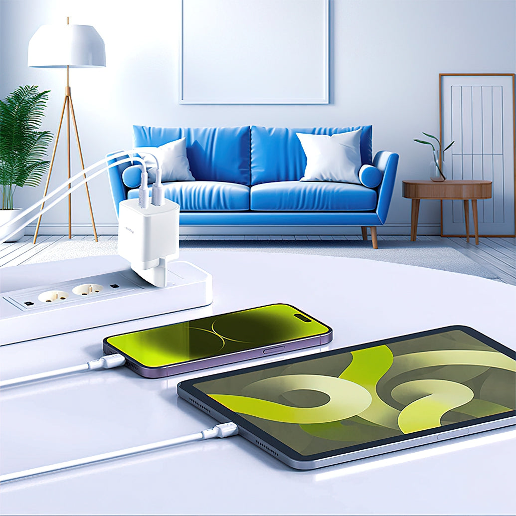 Ładowarka sieciowa Allity. ATC-01-45WCC Fast, 45W, 3A, 2 x USB-C, Biały