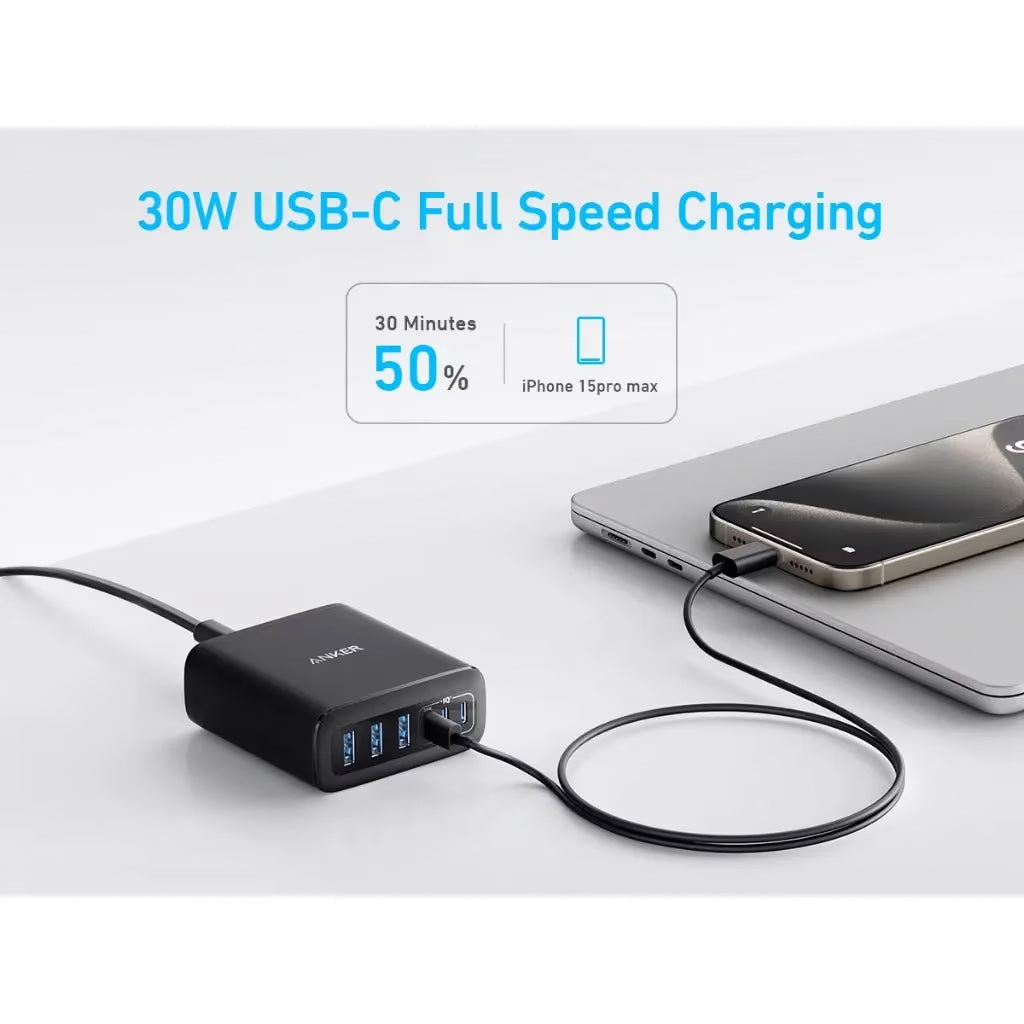 Anker Station Charger, 112W, 3A, 3 x USB-A - 3 x USB-C, czarna A2154G11