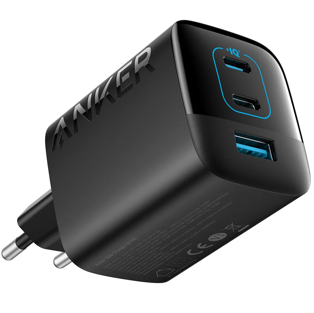 Ładowarka sieciowa Anker 336, 67W, 3.25A, 1 x USB-A - 2 x USB-C, Czarny A2674G11