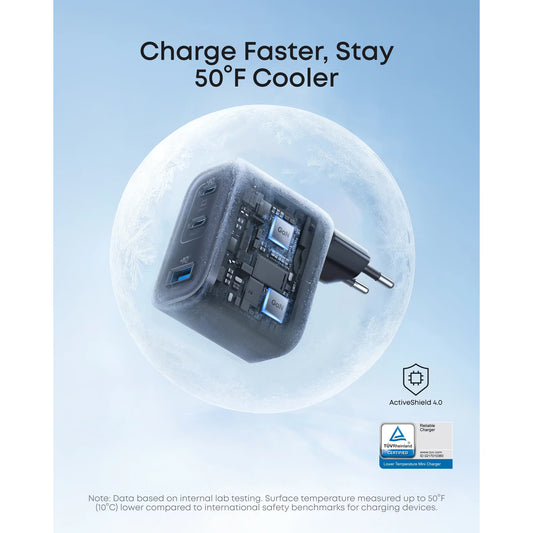 Ładowarka sieciowa Anker Nano, 70W, 3.5A, 1 x USB-A - 2 x USB-C, Czarny A121AL11