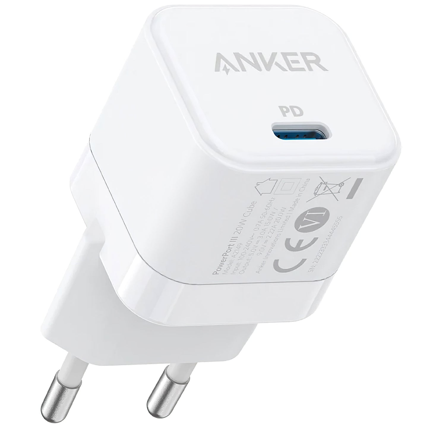 Ładowarka sieciowa Anker PowerPort III Cube, 20 W, 3 A, 1 x USB-C, biała A2149G21