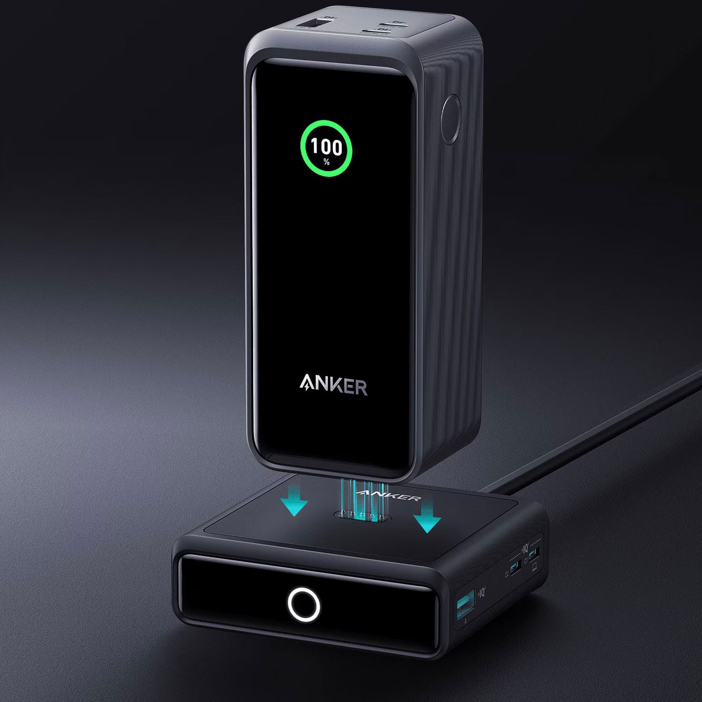 Ładowarka stacja Anker do zewnętrznej baterii Prime, 100W, 5A, 1 x Pogo Pin - 1 x USB-C - 2 x USB-A, Czarny A1902311