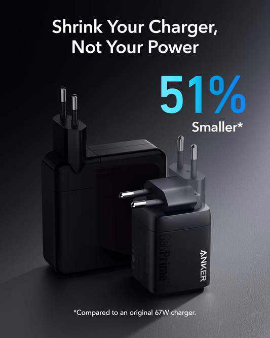 Ładowarka sieciowa Anker Prime, 67W, 5A, 1 x USB-A - 2 x USB-C, Czarny, Odnowiona A2669313