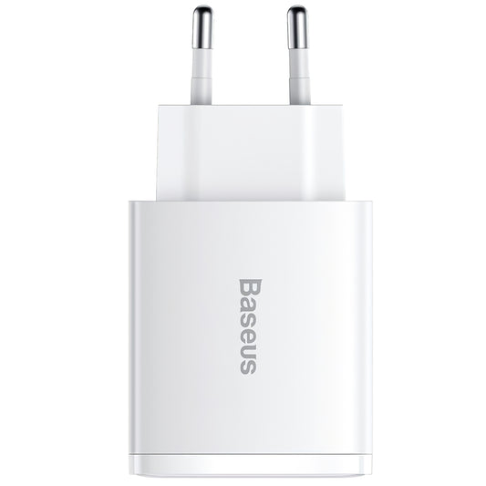 Ładowarka sieciowa Baseus Compact, 30W, 1 x USB-C - 2 x USB-A, biała CCXJ-E02
