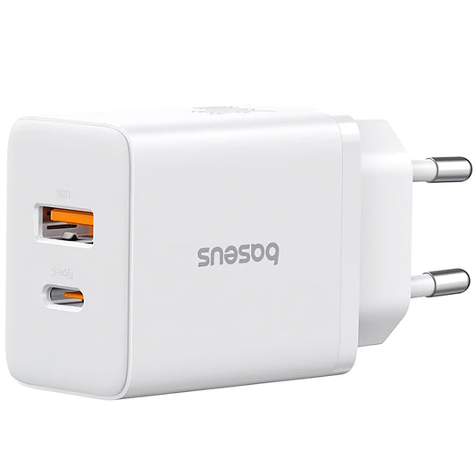 Ładowarka sieciowa Baseus Cube, 30W, 2.4A, 1 x USB-A - 1 x USB-C, biała P10111404213-00
