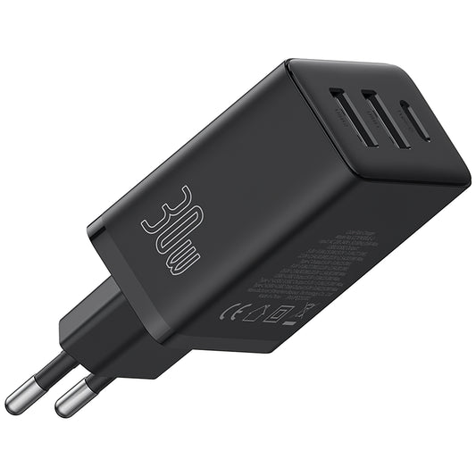 Ładowarka sieciowa Baseus Cube, 30W, 3A, 1 x USB-C - 2 x USB-A, czarna P10111402113113-00