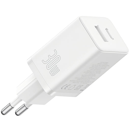 Ładowarka sieciowa Baseus Cube, 30W, 2.4A, 1 x USB-A - 1 x USB-C, biała P10111404213-00