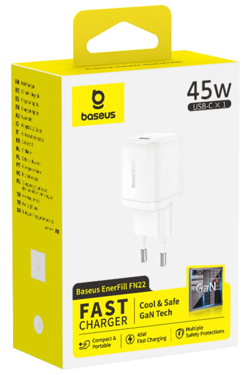 Ładowarka sieciowa Baseus EnerFill FN22, 45 W, 3 A, 1 × USB-C, biała E0123301