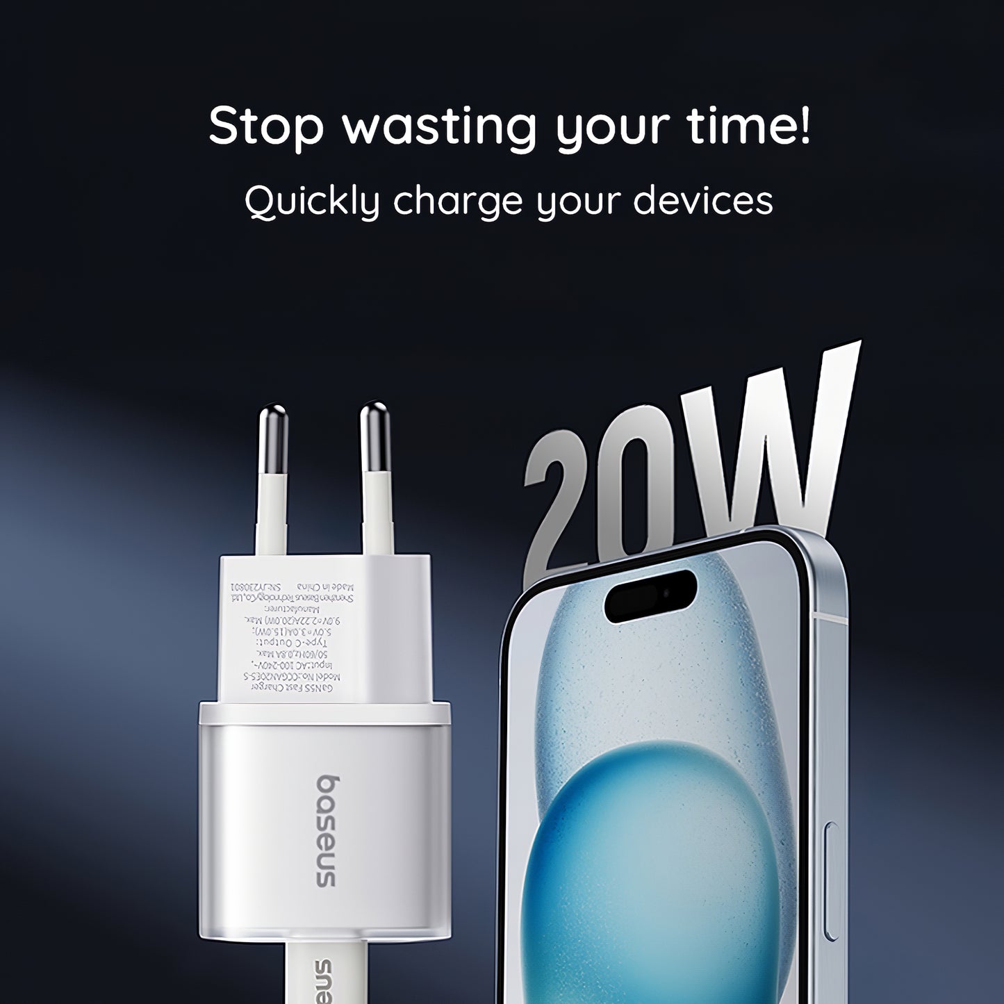 Ładowarka sieciowa Baseus GaN5S, 20W, 3A, 1 x USB-C, biała P1016250503213-00