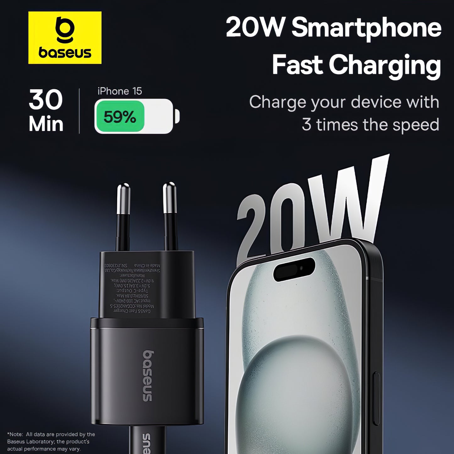 Ładowarka sieciowa Baseus GaN5S, 20W, 3A, 1 x USB-C, czarna P10162503113113-00