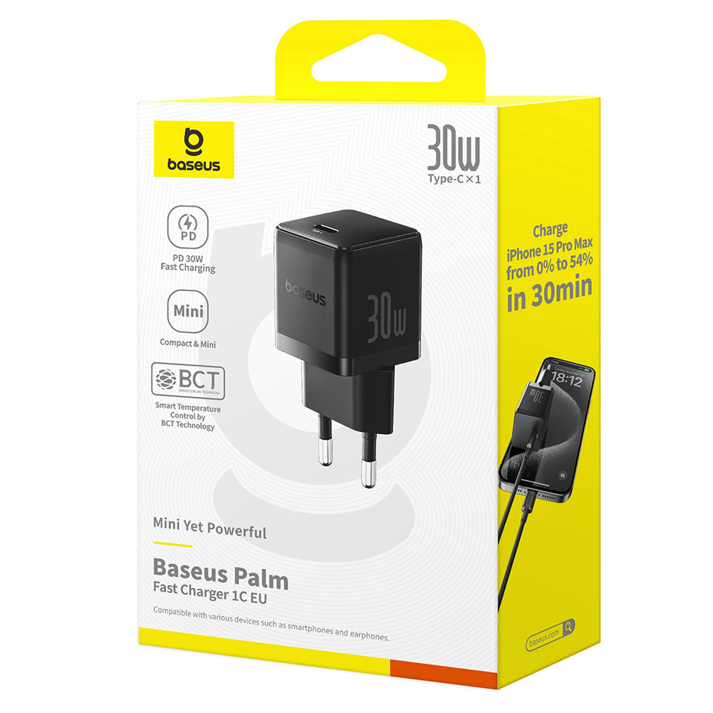 Ładowarka sieciowa Baseus Palm, 30W, 3A, 1 x USB-C, Czarny P10111605113-00