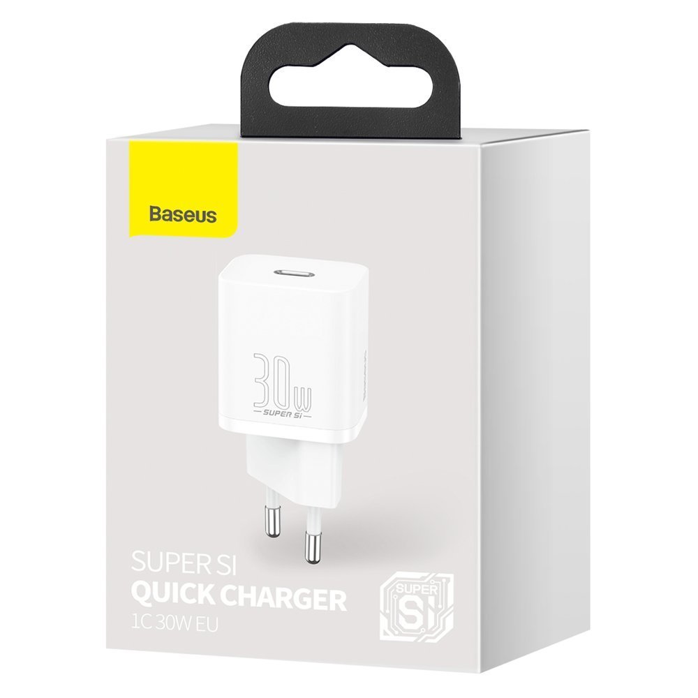Ładowarka sieciowa Baseus Super Si 1C, 30W, 3A, 1 x USB-C, biała CCSUP-J02