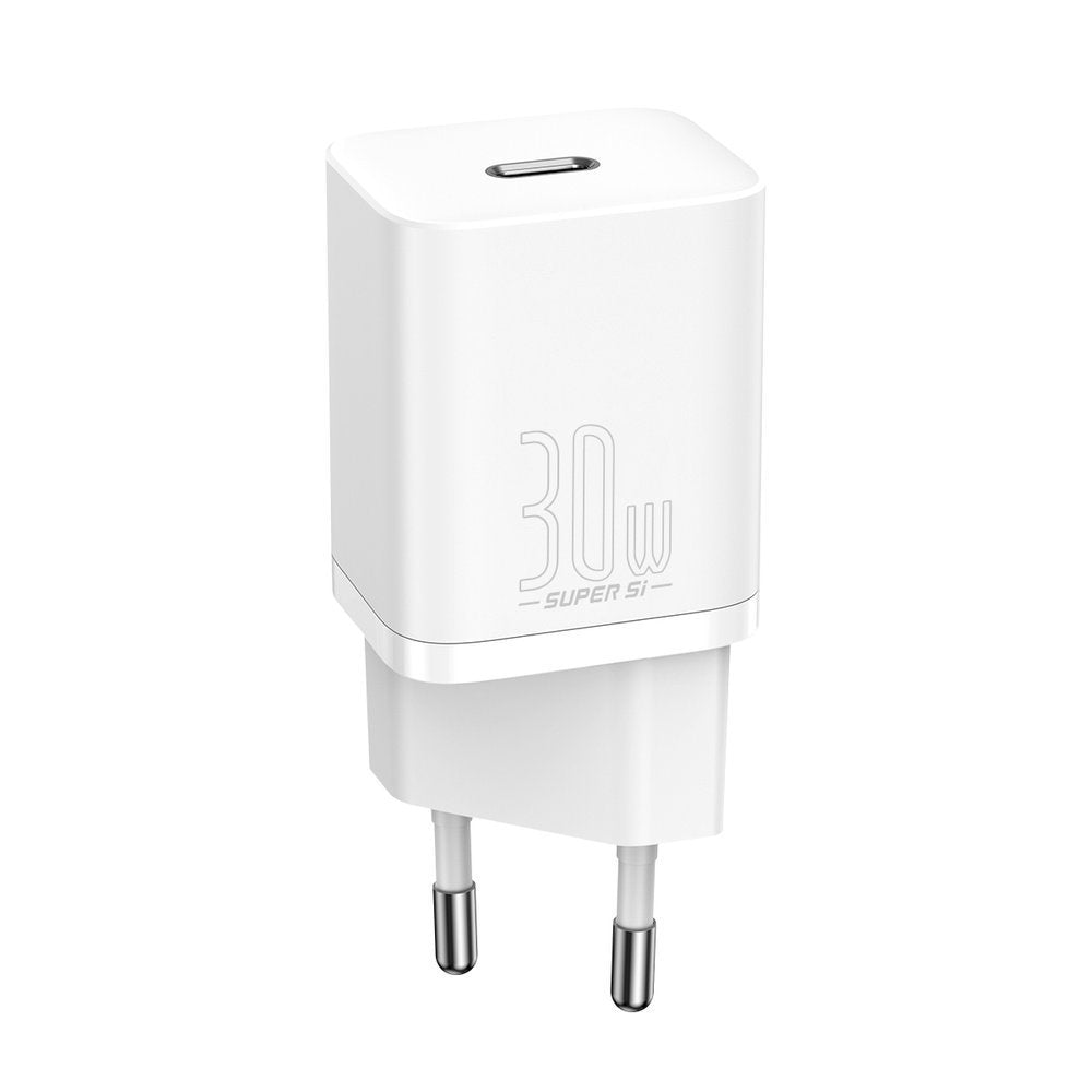 Ładowarka sieciowa Baseus Super Si 1C, 30W, 3A, 1 x USB-C, biała CCSUP-J02