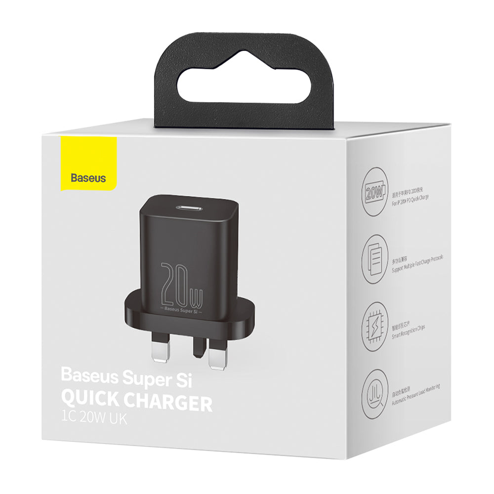 Ładowarka sieciowa Baseus Super Si UK, 20W, 3A, 1 x USB-C, Czarna CCSUP-K01