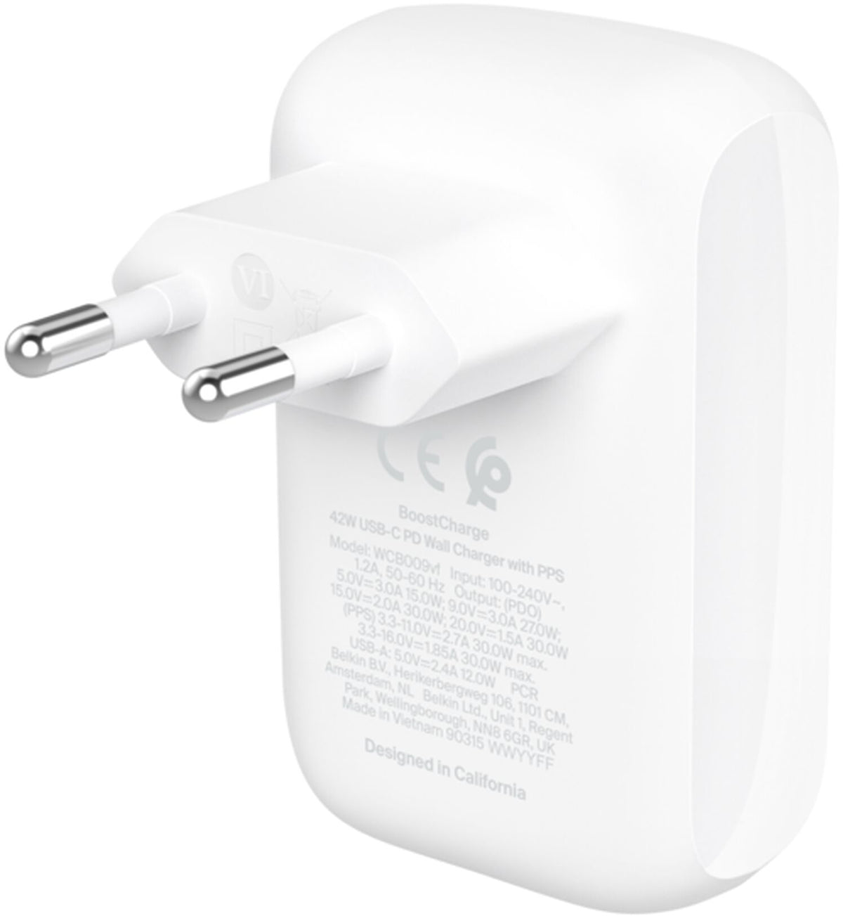 Ładowarka sieciowa Belkin BoostCharge Dual, 42W, 3A, 1 x USB-A - 1 x USB-C, Biała WCB009vfWH