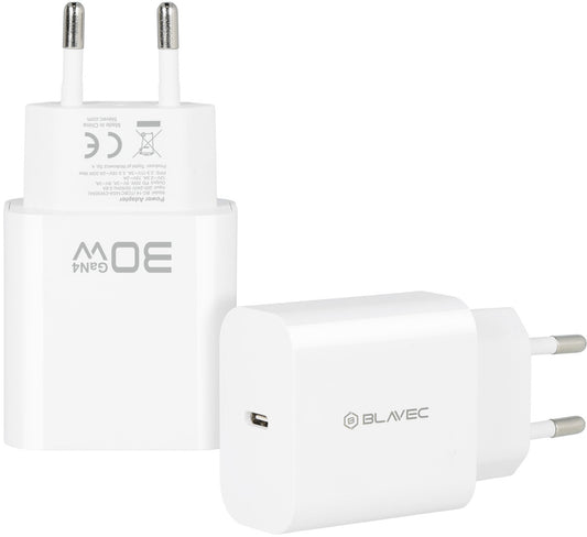 Ładowarka sieciowa Blavec BC-14, 30 W, 3 A, 1 × USB-C, biała