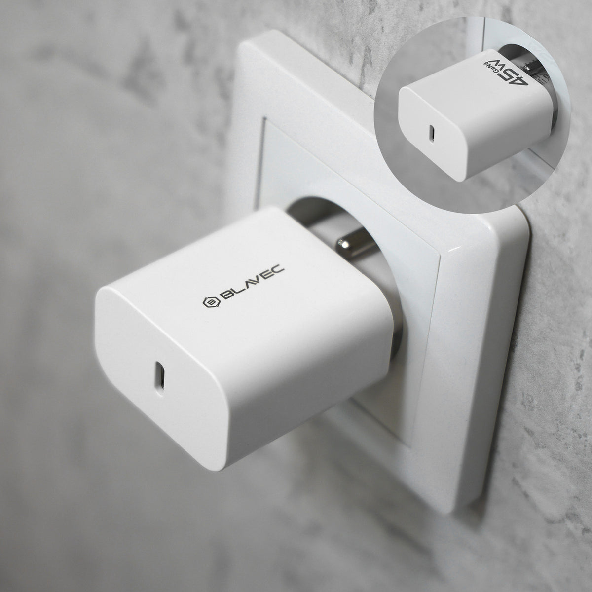 Ładowarka sieciowa Blavec BC-7, 45W, 3A, 1 x USB-C, Biała