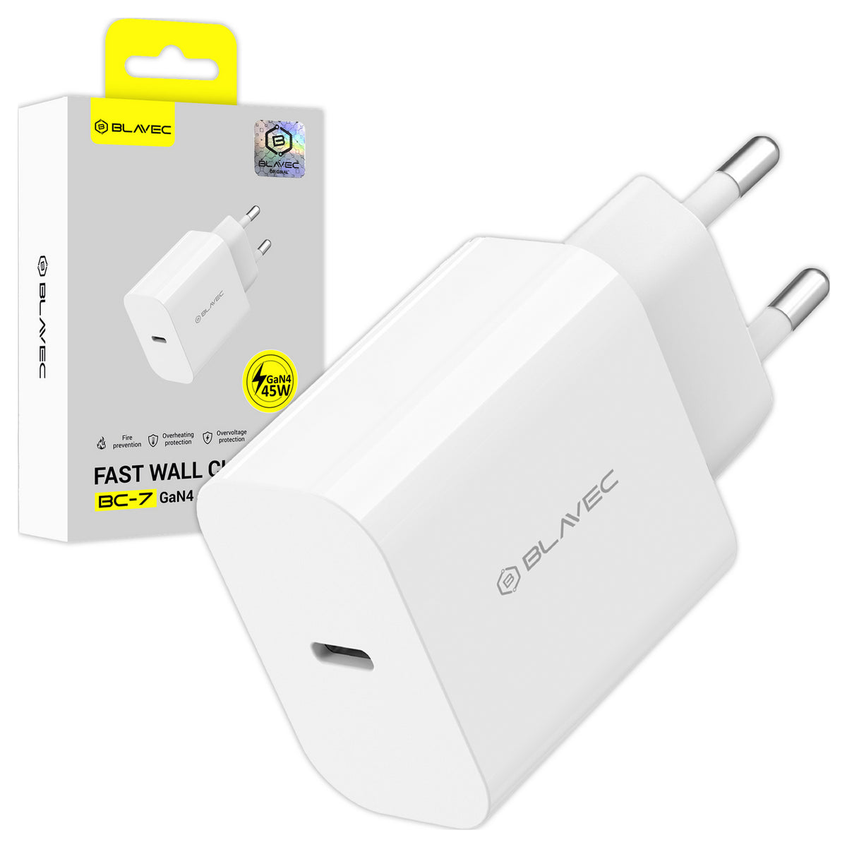 Ładowarka sieciowa Blavec BC-7, 45W, 3A, 1 x USB-C, Biała