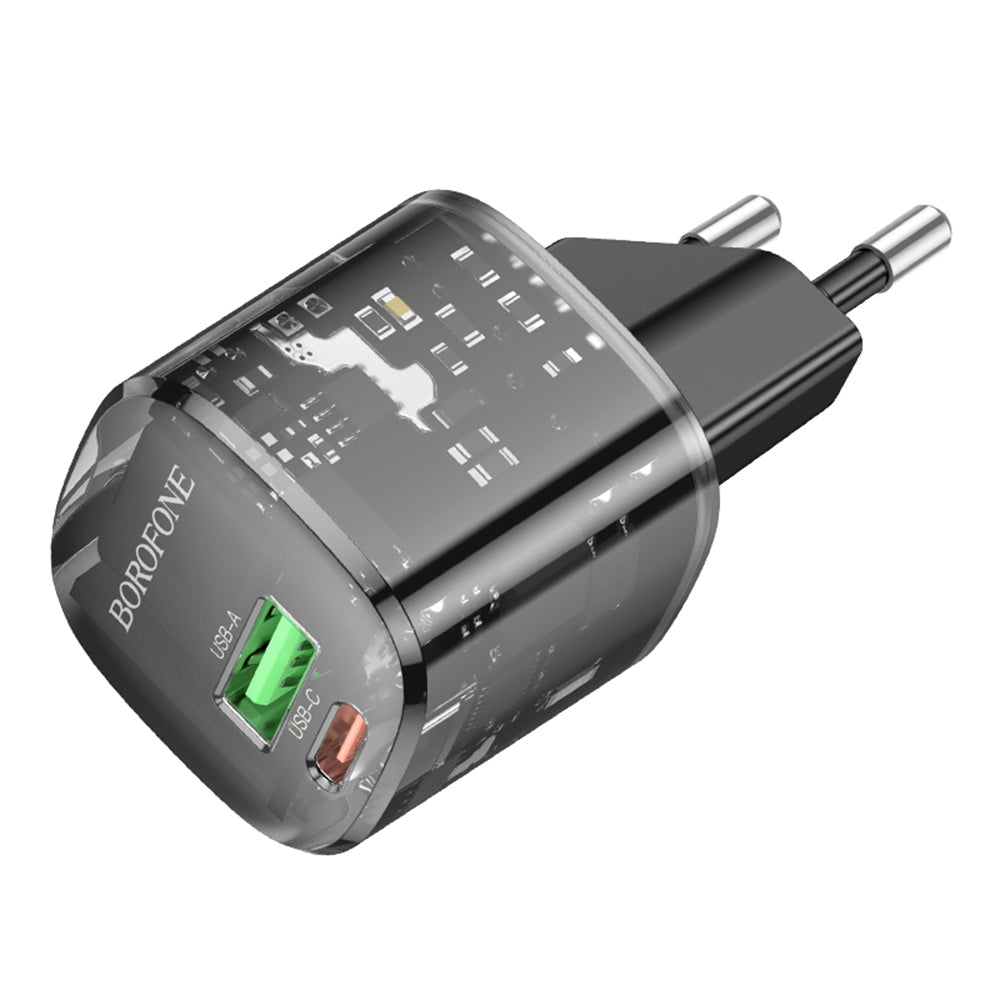 Ładowarka sieciowa Borofone BN17 Sunlight, 20W, 3A, 1 x USB-A - 1 x USB-C, Czarny
