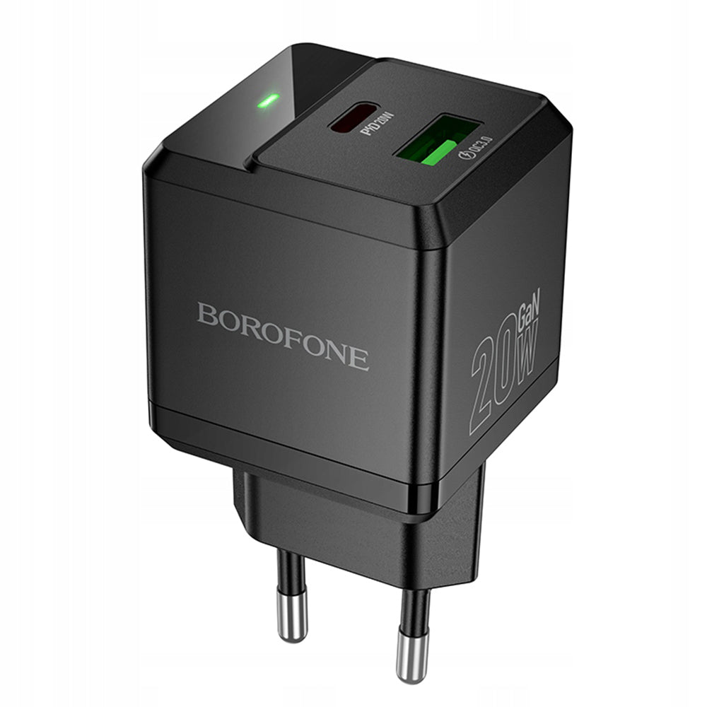 Ładowarka sieciowa Borofone BN19 Intenso, 20W, 3A, 1 x USB-A - 1 x USB-C, Czarny