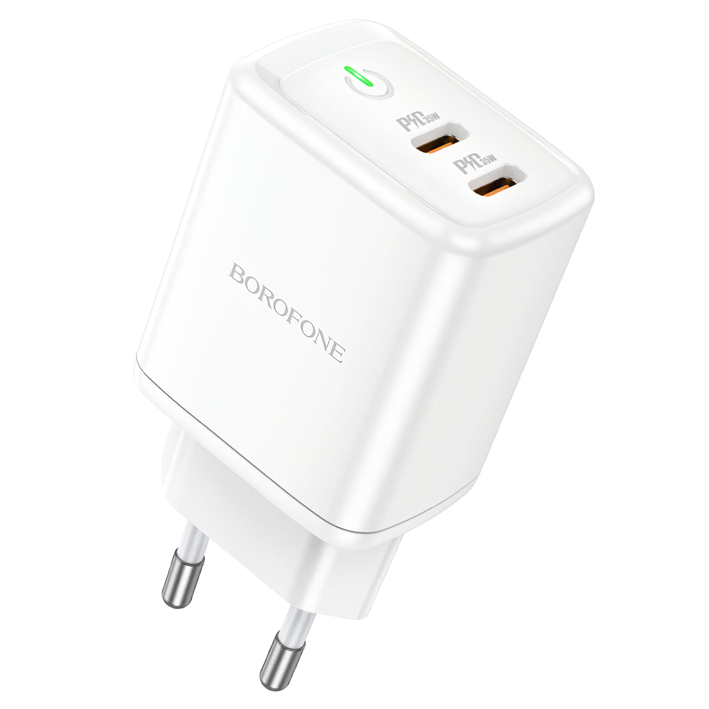 Ładowarka sieciowa Borofone BN9, 35W, 3A, 2 x USB-C, biała