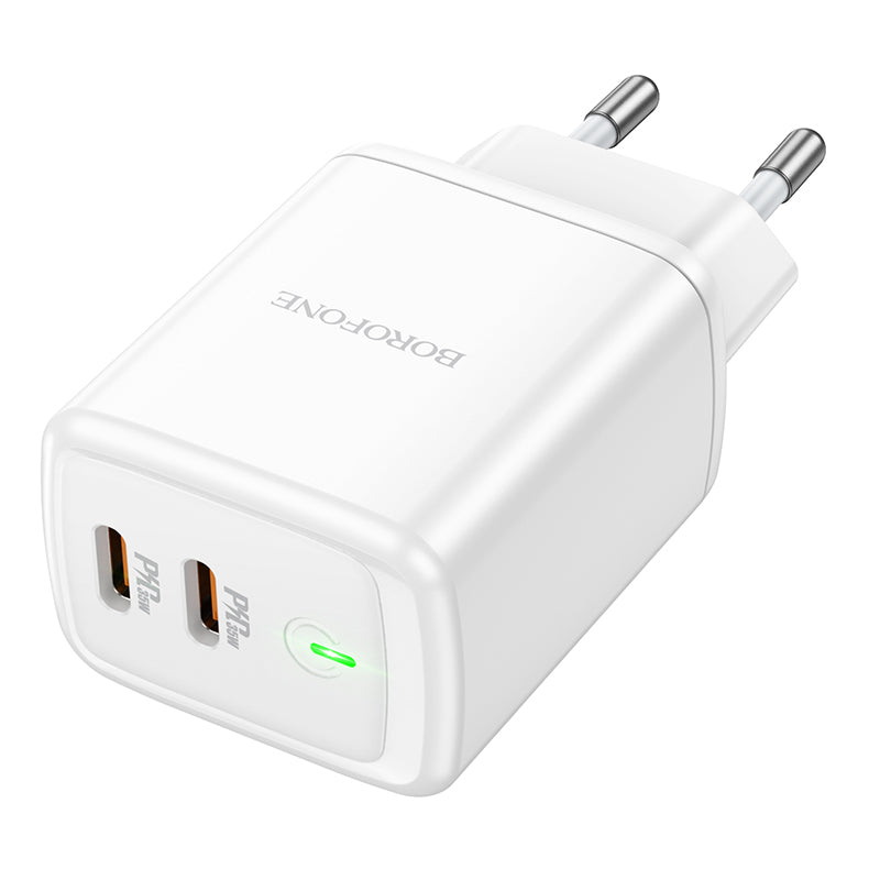 Ładowarka sieciowa Borofone BN9, 35W, 3A, 2 x USB-C, biała