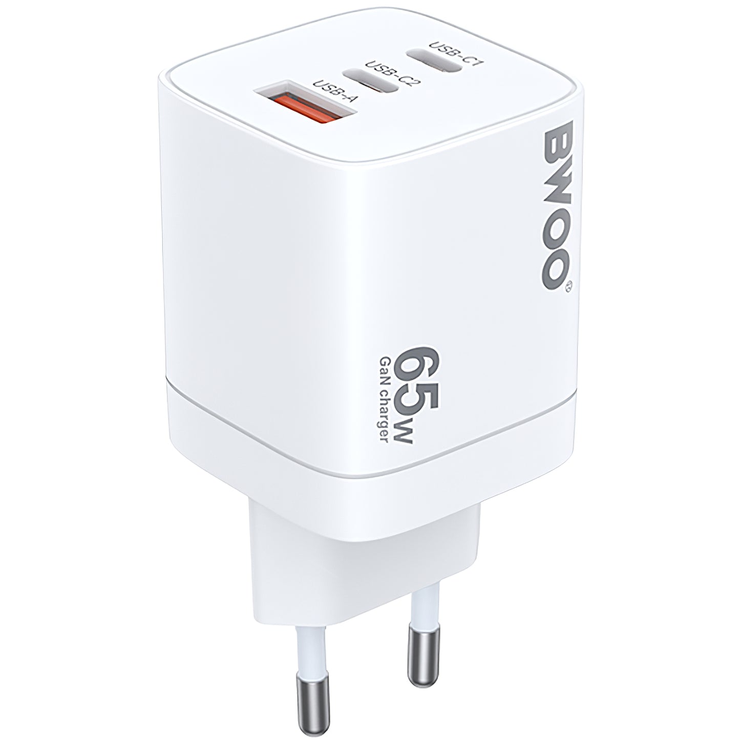 Ładowarka sieciowa BWOO CDA147, 65W, 4.5A, 1 x USB-A - 2 x USB-C, Biała