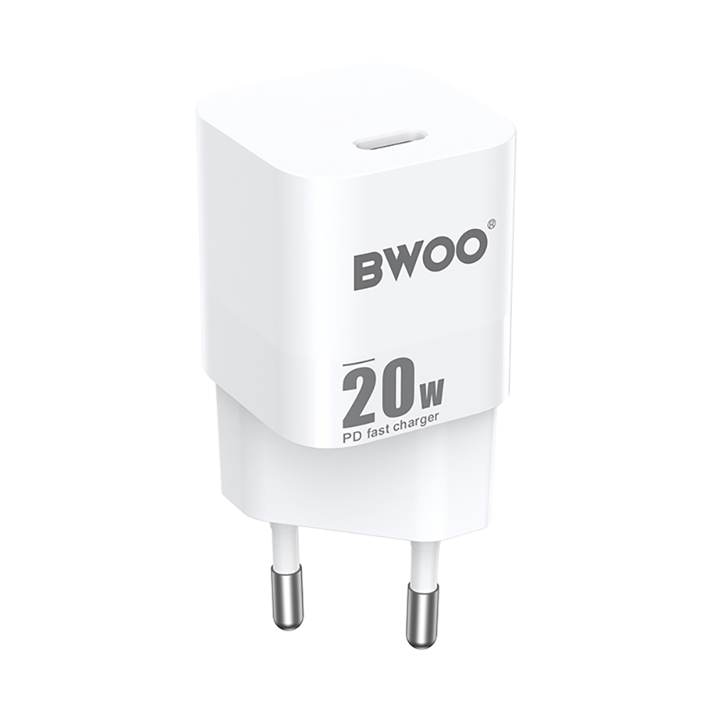BWOO CDA155 Network Charger, 20W, 3A, 1 x USB-C, White