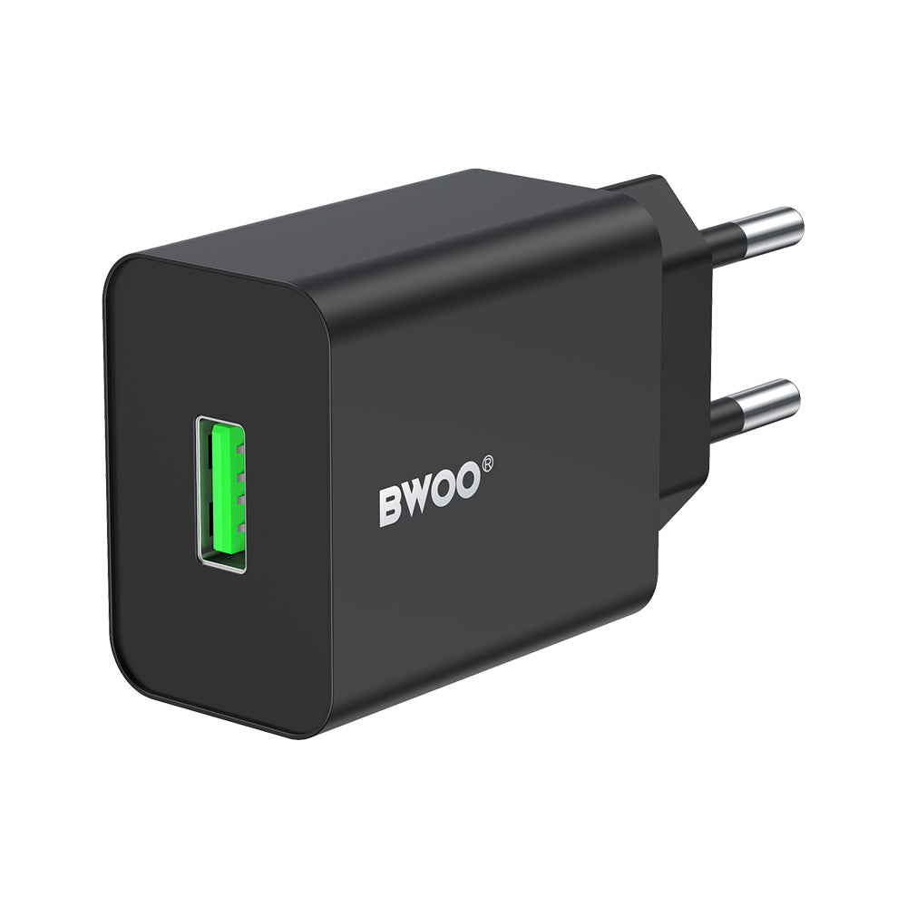 Ładowarka sieciowa BWOO CDA249, 12W, 2.4A, 1 x USB-A, Czarny