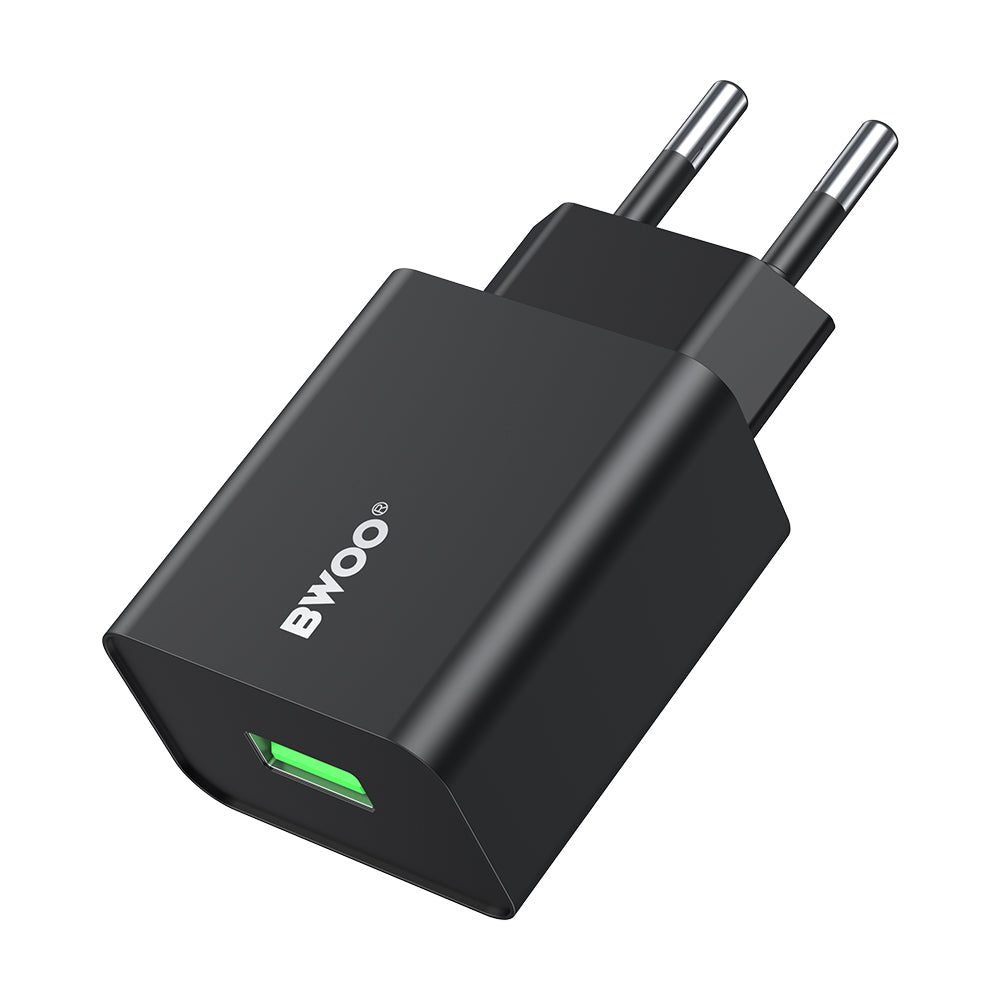 Ładowarka sieciowa BWOO CDA249, 12W, 2.4A, 1 x USB-A, Czarny