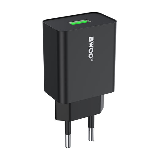 Ładowarka sieciowa BWOO CDA249, 12W, 2.4A, 1 x USB-A, Czarny