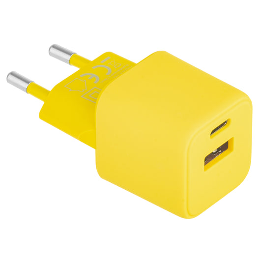 Ładowarka sieciowa Colorum CLS30-AC-05, 30W, 3A, 1 x USB-A - 1 x USB-C, żółta