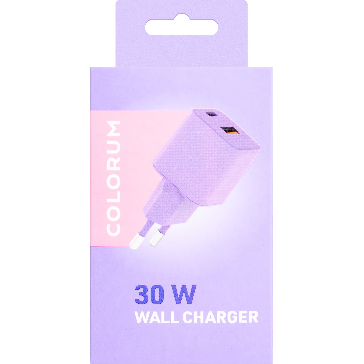 Ładowarka sieciowa Colourum CLS30-AC-09, 30W, 3A, 1 x USB-A - 1 x USB-C, fioletowa