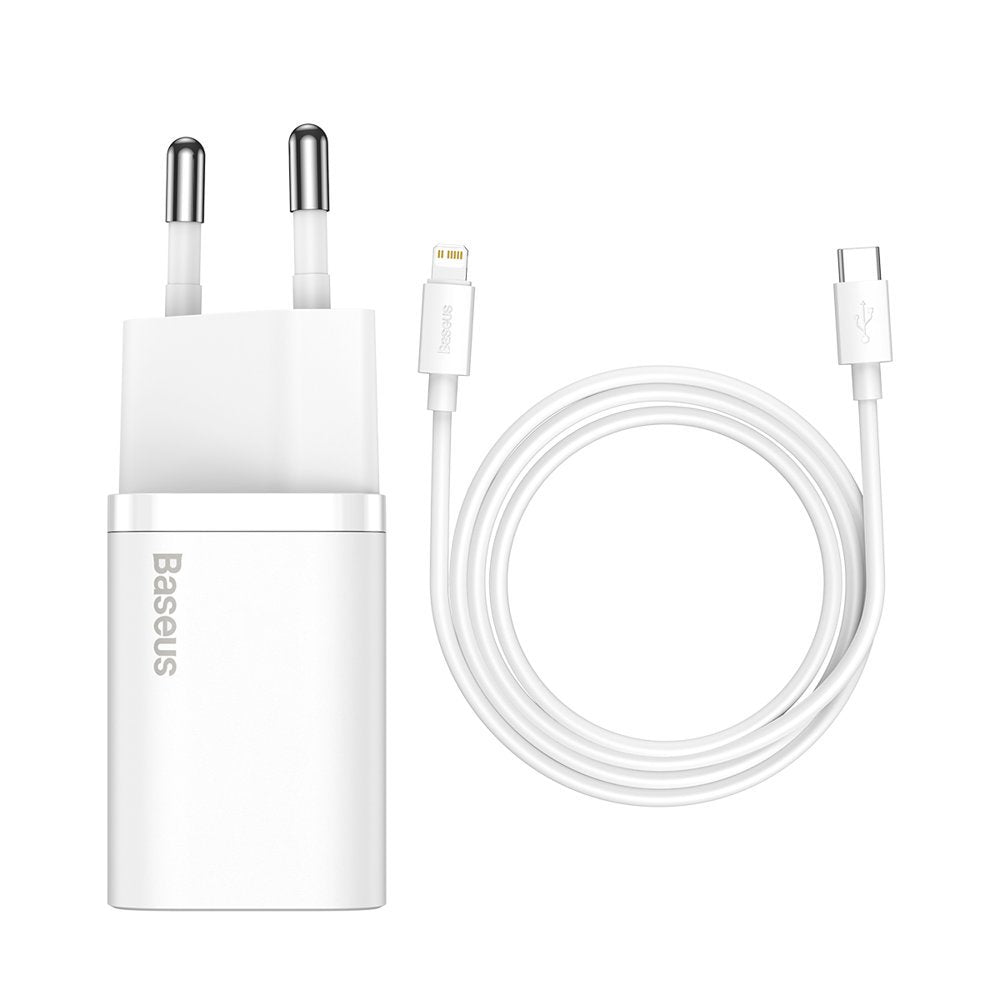Ładowarka sieciowa Baseus Super Si z kablem Lightning, 20 W, 3 A, 1 x USB-C, biała TZCCCSUP-B02