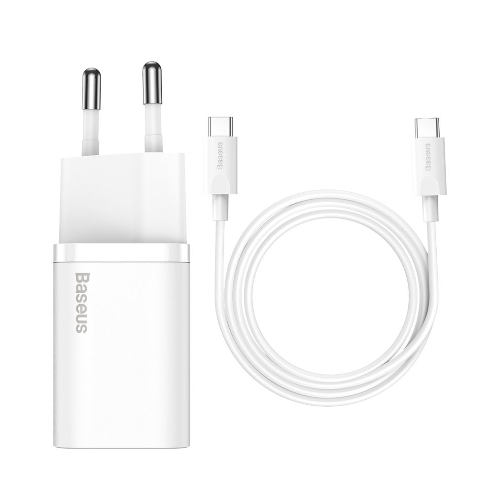 Ładowarka sieciowa z kablem USB-C Baseus Super Si, 25W, 3A, 1 x USB-C, biały TZCCSUP-L02