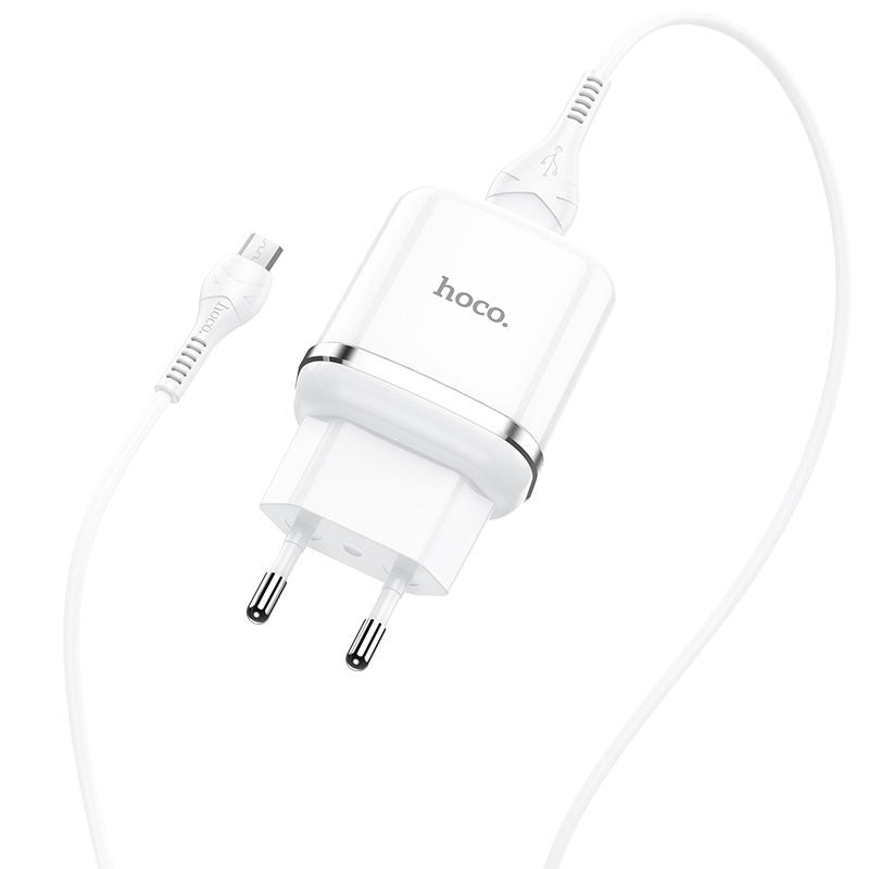 Ładowarka sieciowa z kablem microUSB HOCO N3, 18W, 3A, 1 x USB-A, Biała