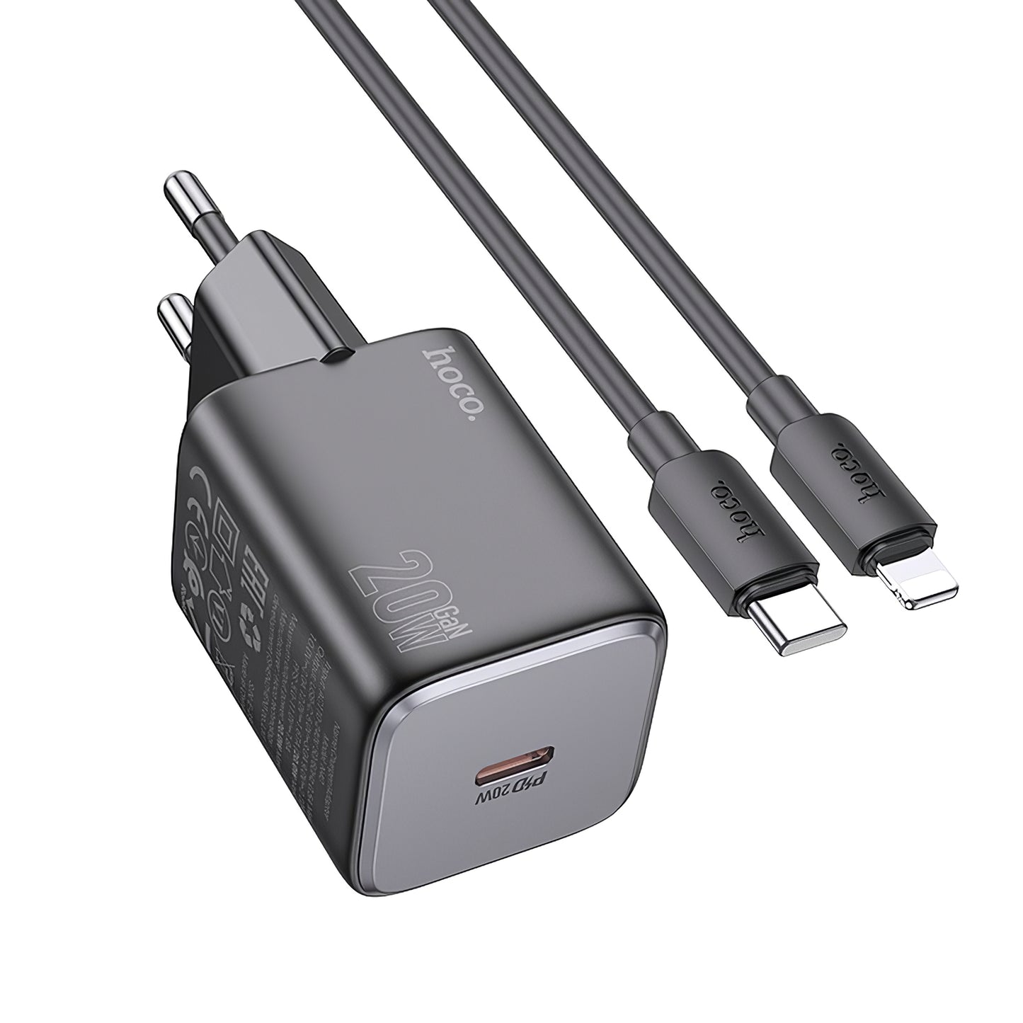 Ładowarka sieciowa z kablem Lightning HOCO N40, 20W, 3A, 1 x USB-C, czarna