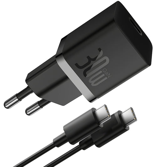 Baseus GaN5S Kabel USB-C Ładowarka sieciowa GaN5S, 30W, 3A, 1 x USB-C, czarny P1011090902113113-00
