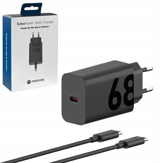 Ładowarka sieciowa z kablem USB-C Motorola, 68 W, 6,2 A, 1 x USB-C, czarna PG38C06281