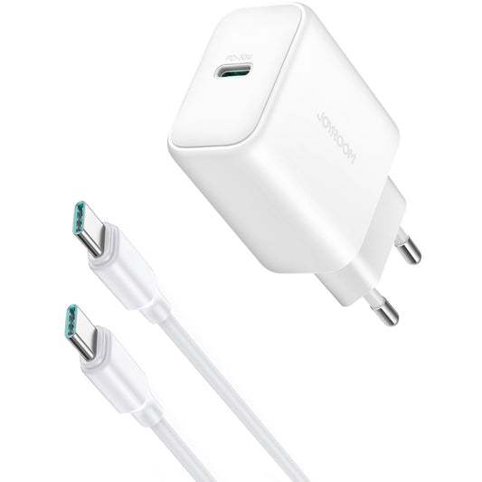 Ładowarka sieciowa z kablem USB-C Joyroom JR-TCF24, 30W, 3A, 1 x USB-C, Biała