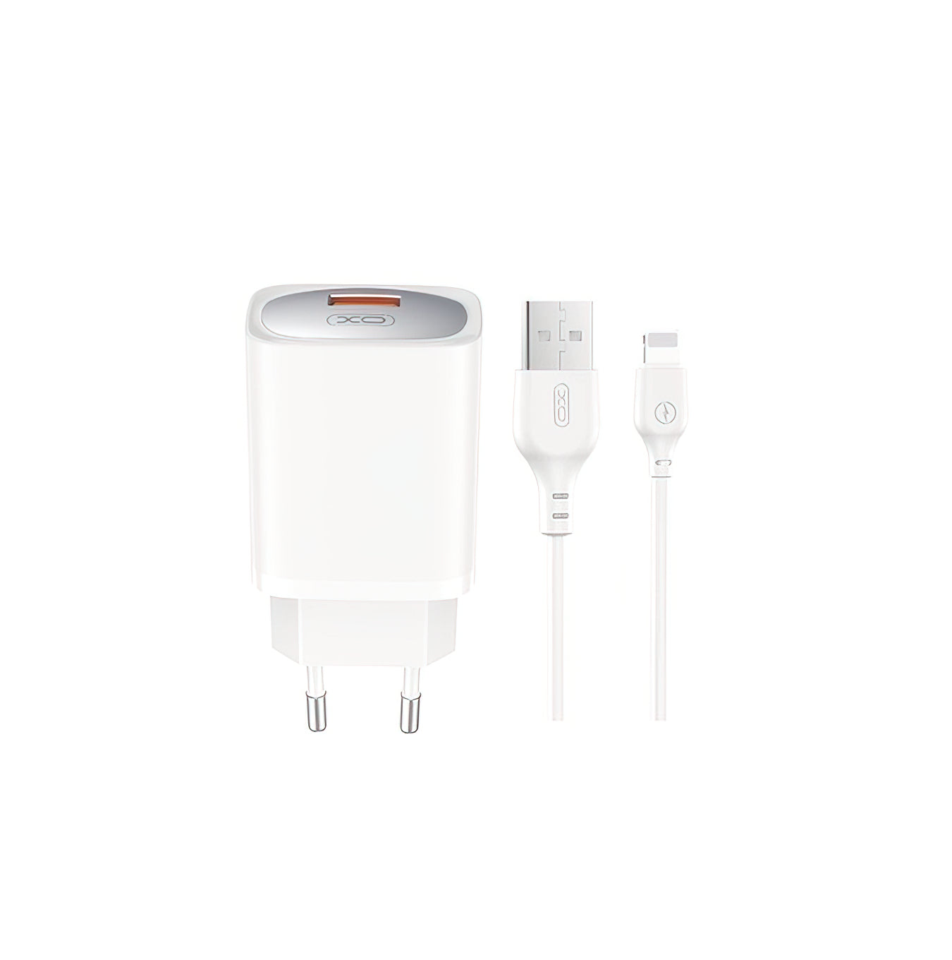 Ładowarka sieciowa z kablem Lightning XO Design CE19, 18W, 3A, 1 x USB-A, Biała