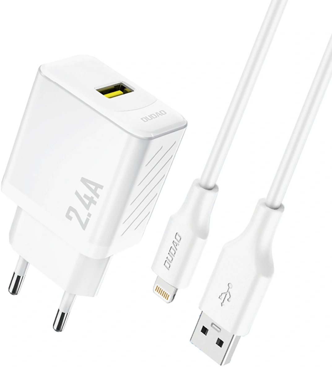 Ładowarka sieciowa z kablem Lightning Dudao A23LEU, 30W, 2.4A, 1 x USB-A, biały