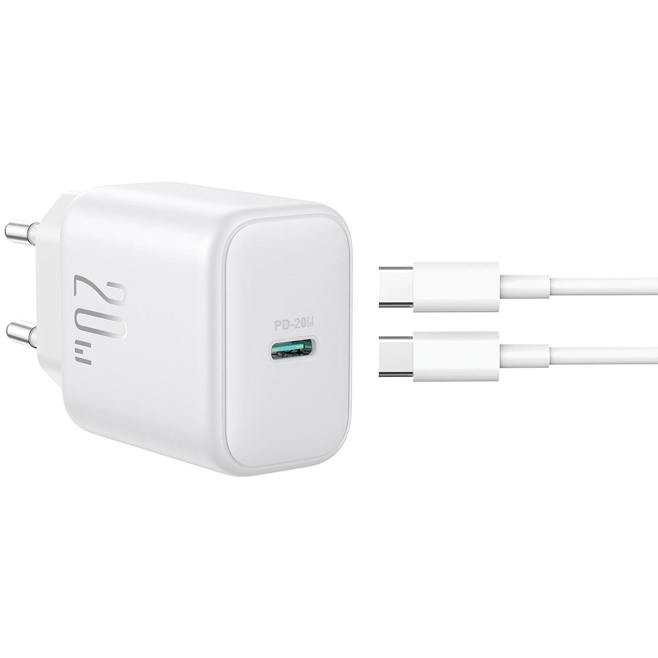 Ładowarka sieciowa z kablem USB-C Joyroom JR-TCF20, 20W, 3A, 1 x USB-C, Biała