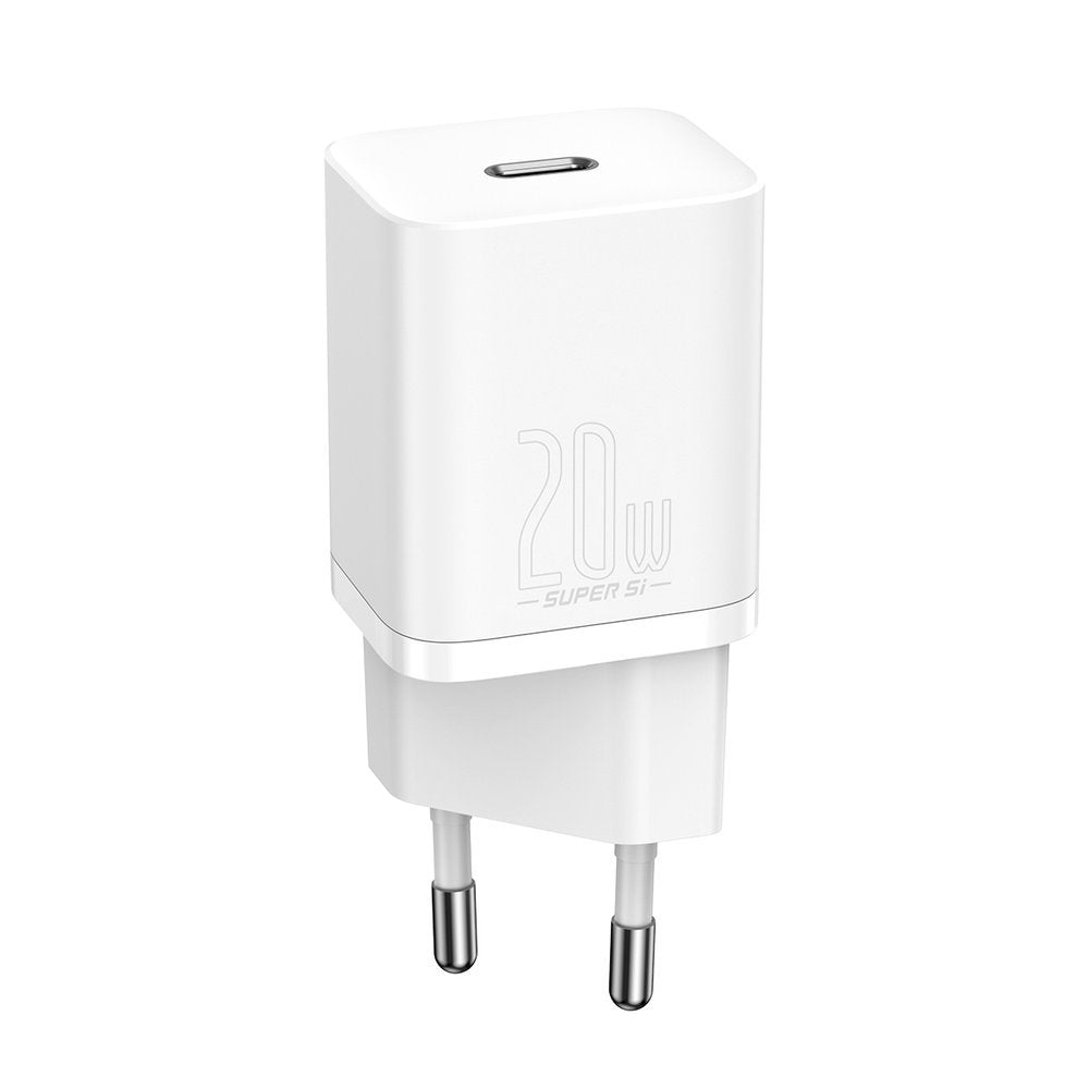 Ładowarka sieciowa Baseus Super Si z kablem Lightning, 20 W, 3 A, 1 x USB-C, biała TZCCCSUP-B02
